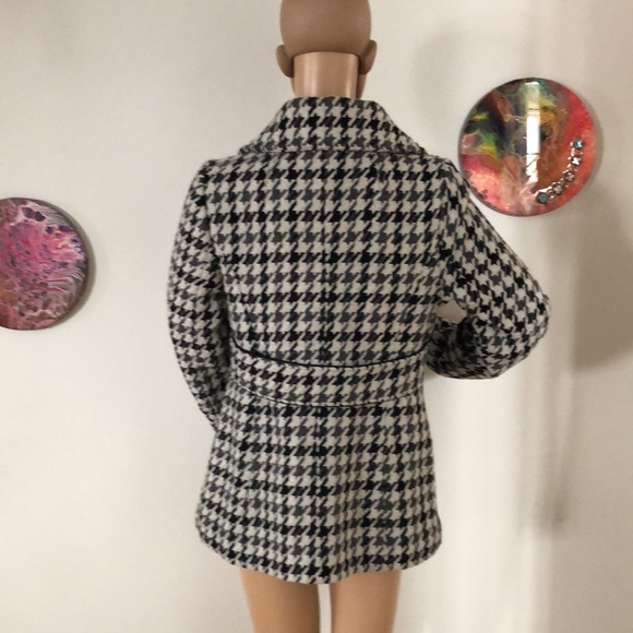 Houndstooth Tweed winter coat by Pudding. Size small. Black, grey, white. - Picture 2 of 8